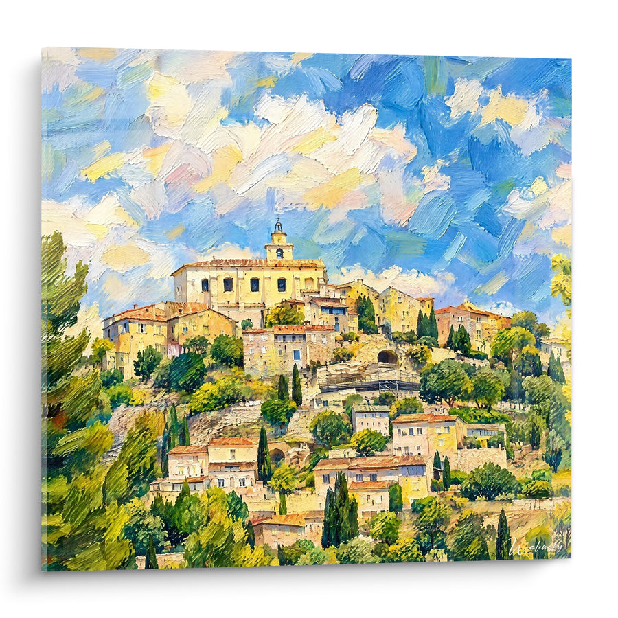 Tableau Village perché ocre et vert luxuriant - Lumière du Luberon - Edition Gordes Provence-Alpes-Côte d'Azur France
