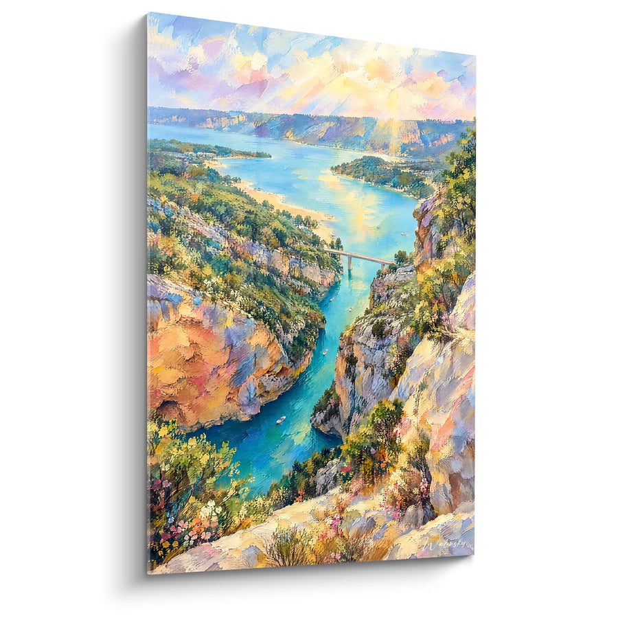 Painting Turquoise Gorges and Ochre Cliffs - Luminous Vertigo - Edition Gorges du Verdon Provence-Alpes-Côte d'Azur France