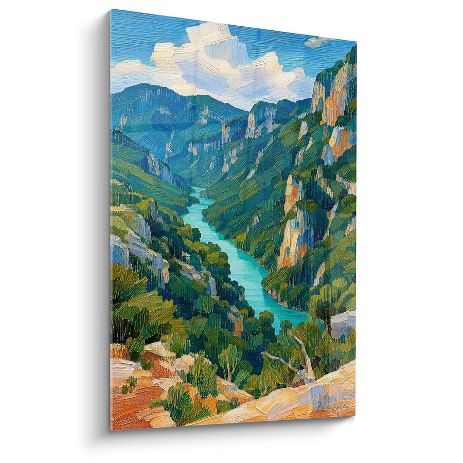 Painting Turquoise and Green Gorges Between Limestone Cliffs - Vertigo from the Belvedere - Gorges du Verdon Edition Provence-Alpes-Côte d'Azur France