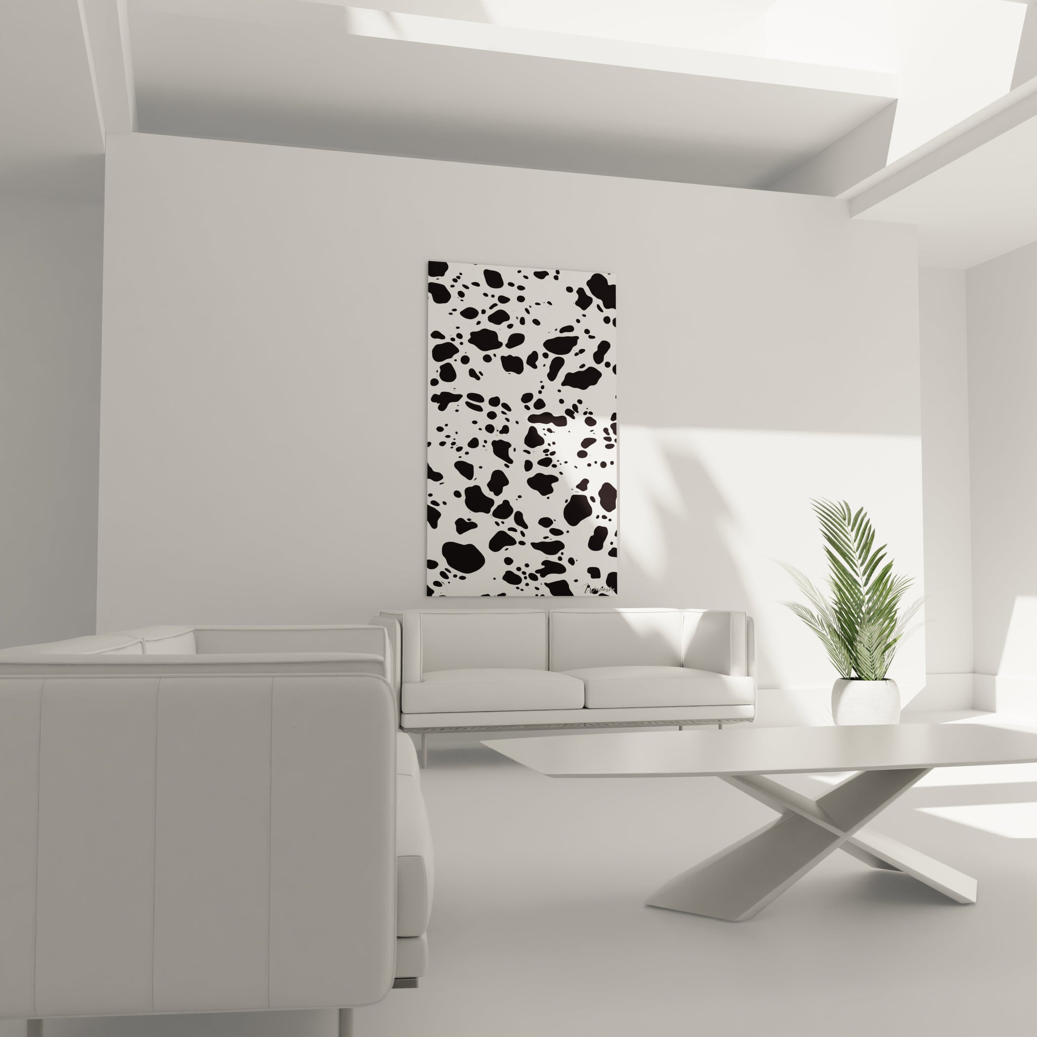 Tableau tacheté noir et blanc de Walensky, idéal pour décorer un intérieur moderne