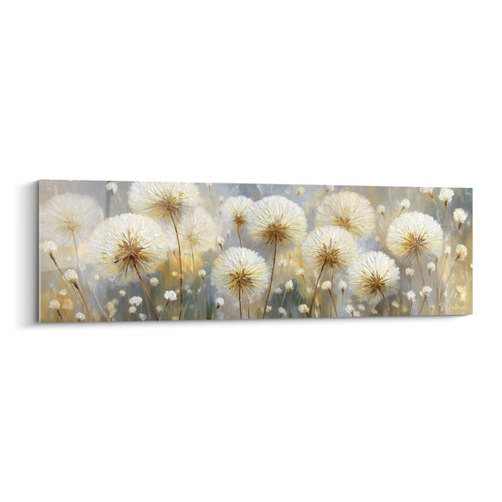 Tabel met gouden en witte grasstengels met delicate stelen op een genuanceerde blauw-grijze achtergrond - Lichtveld - Editie Grasland