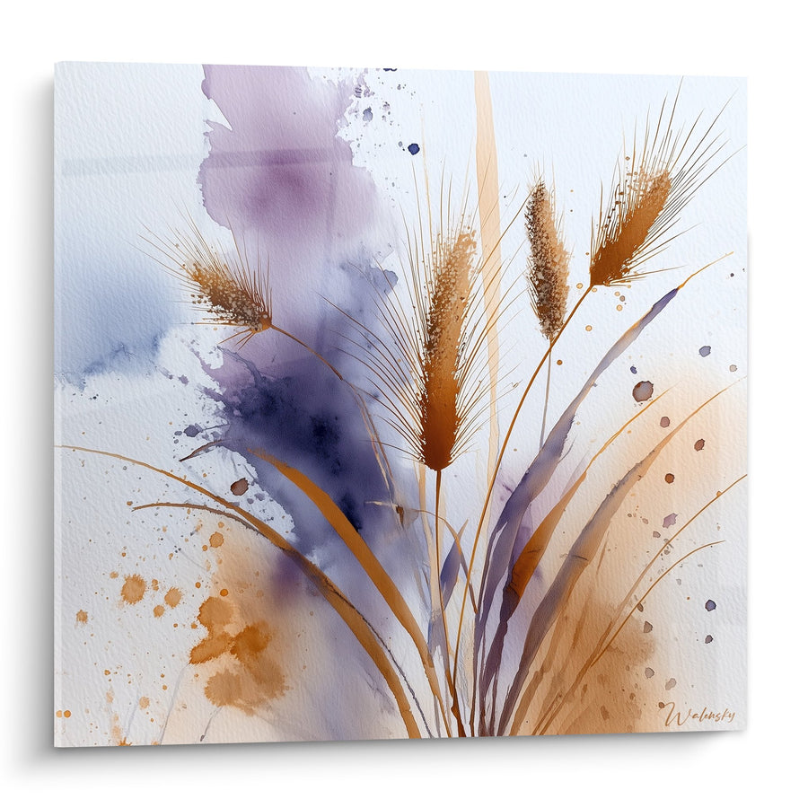 Tableau épis dorés et lavande aquarelle style expressif - Symphonie champêtre - Edition Graminées