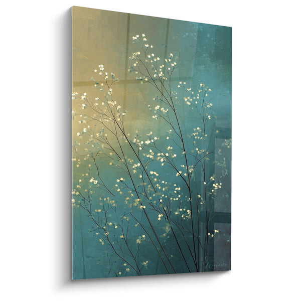 Tabel watergras met witte bloemen op turquoise en gouden gradiënt - Wilde Zachtheid - Editie Grassen