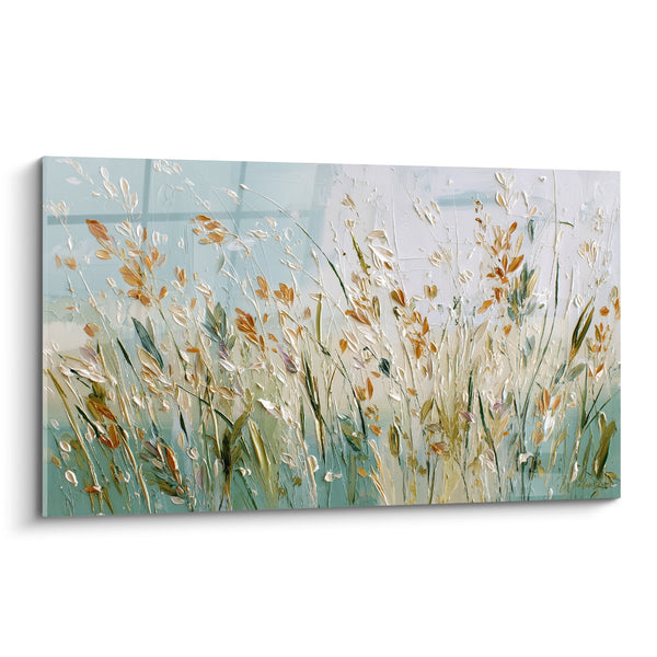 Golden Prairie Canvas with Dancing Ears Under Pastel Sky - Countryside Symphony - Grasses Edition
