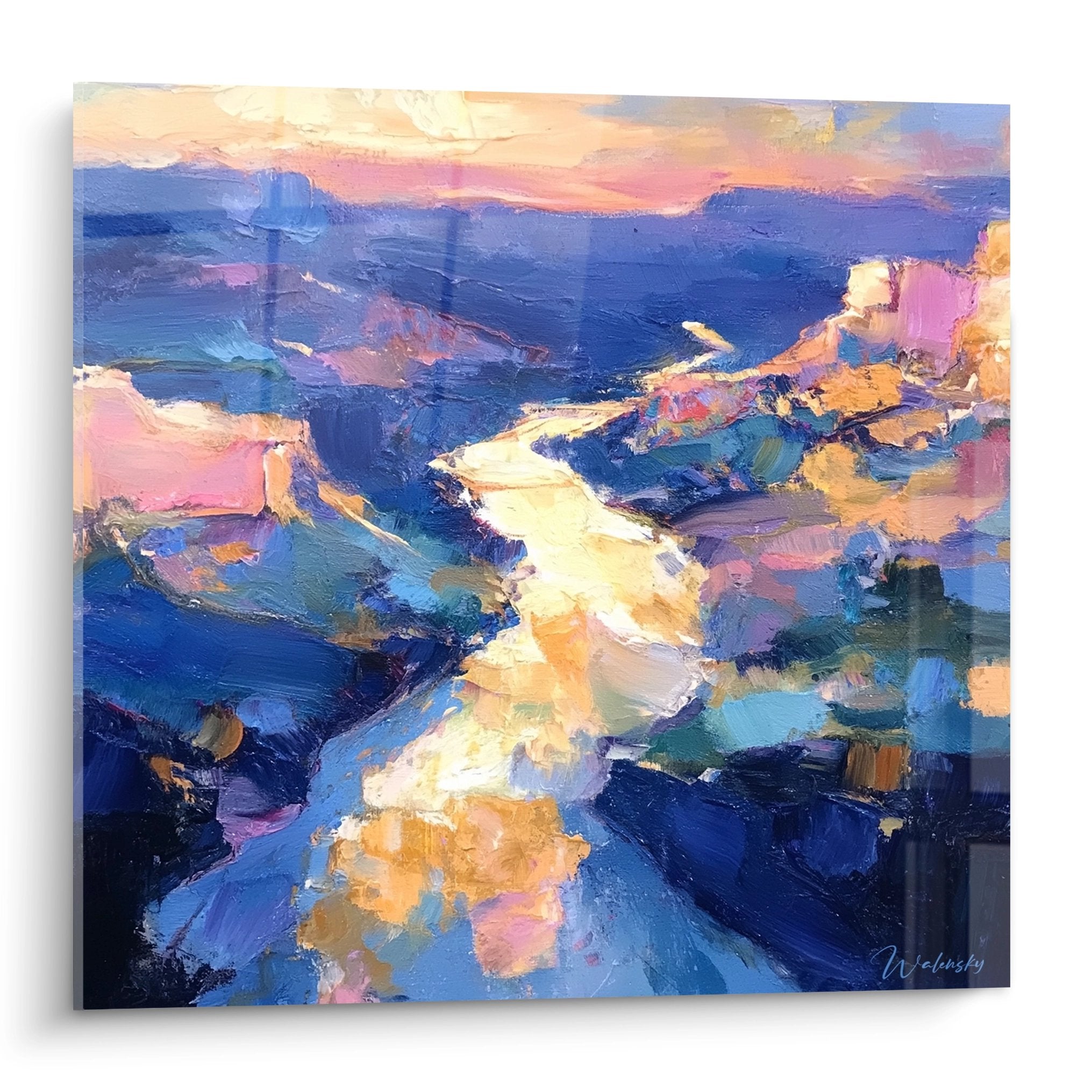 Tableau Grand Canyon crépuscule couleurs dorées bleu orange art mural gorges canyons Walensky