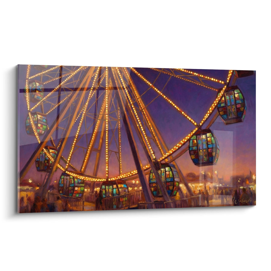 Tableau Grande Roue Illuminée Crépuscule Violet et Orange - Magie Foraine - Edition Brooklyn