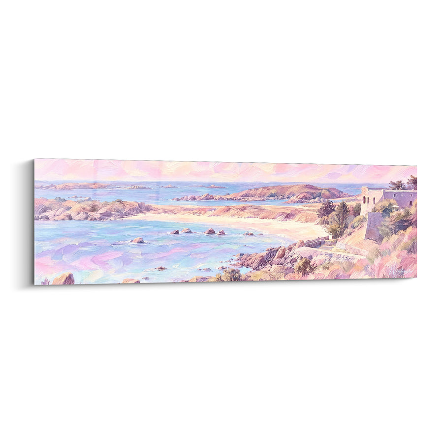Tableau Baie côtière aux teintes roses et bleues - Rêverie côtière - Edition Granville Normandie France