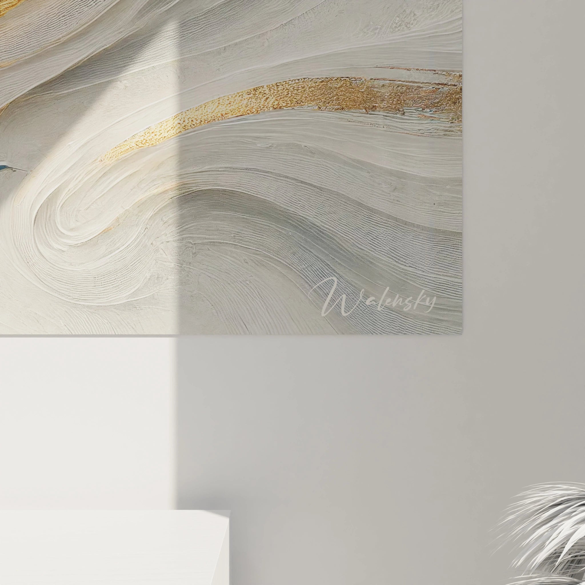 Vue rapprochee de ce tableau dauphin revele des details sculpturaux et subtils. Chaque texture met en valeur le mouvement naturel de l'eau, faisant briller cet animal dans une composition hypnotisante.






