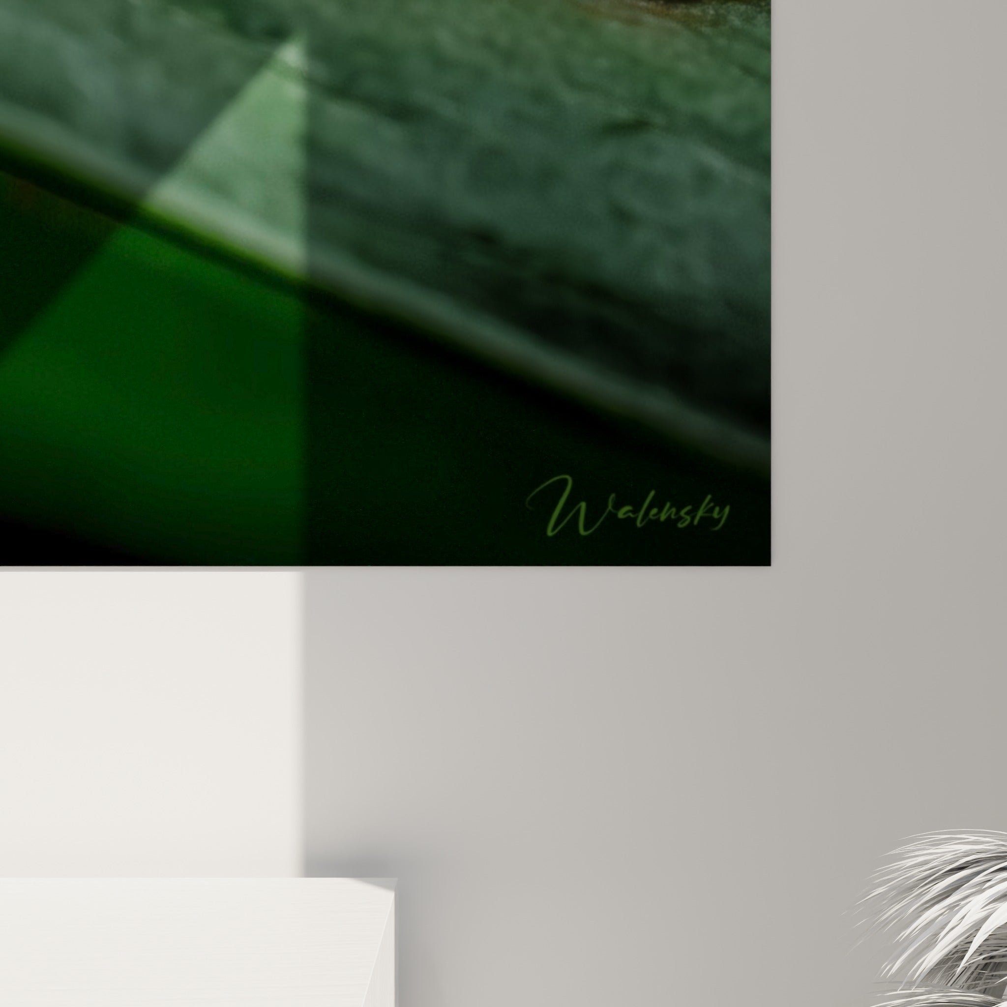 Détail de l'œil rouge vif et de la peau grenue verte, matière photographique précise à l'impression