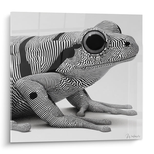 Tableau Grenouille aux rayures noir et blanc - Illusion hypnotique - Edition grenouille