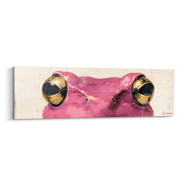Tableau Grenouille rose et dorée aux yeux perçants - Regard surgissant - Edition grenouille