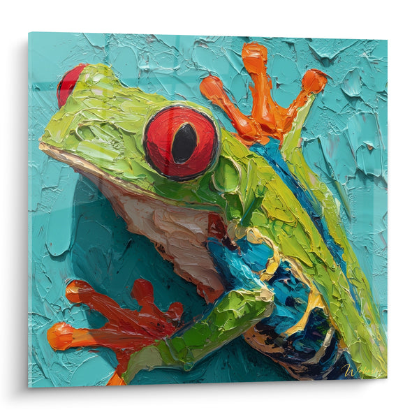 Tableau Grenouille verte aux yeux rouges vifs - Regard de la jungle - Edition grenouille