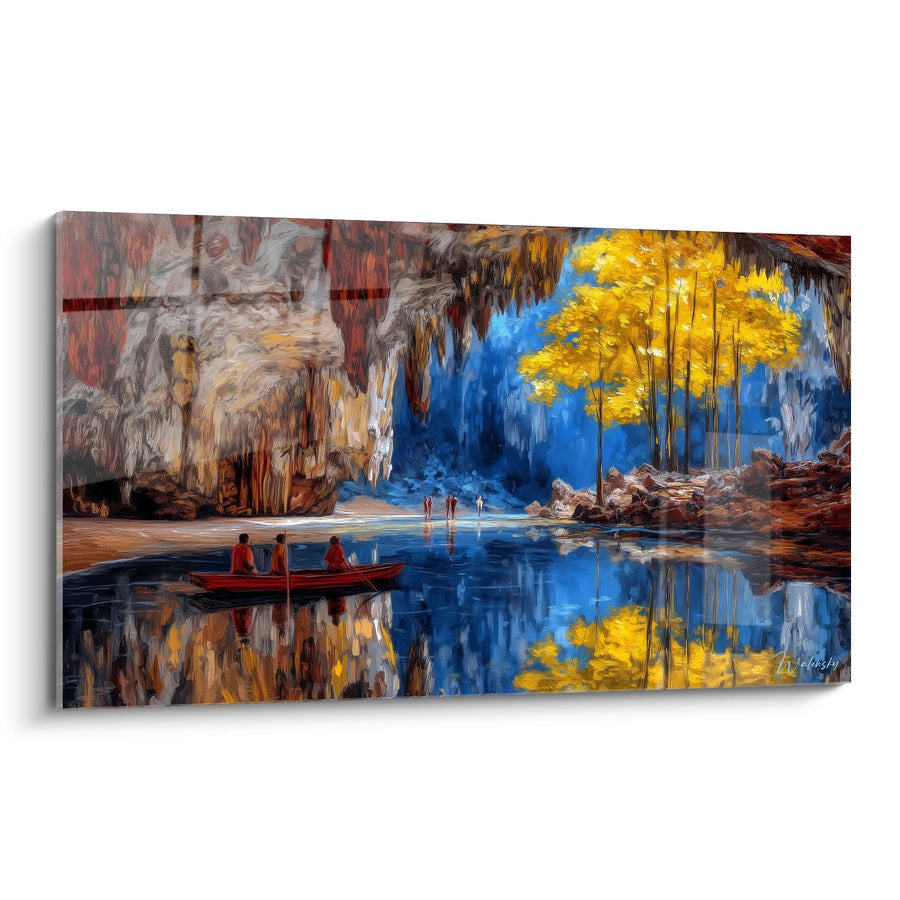 Tableau Grotte Cenote Barque - Reflets Mystiques - édition Grottes Naturelles