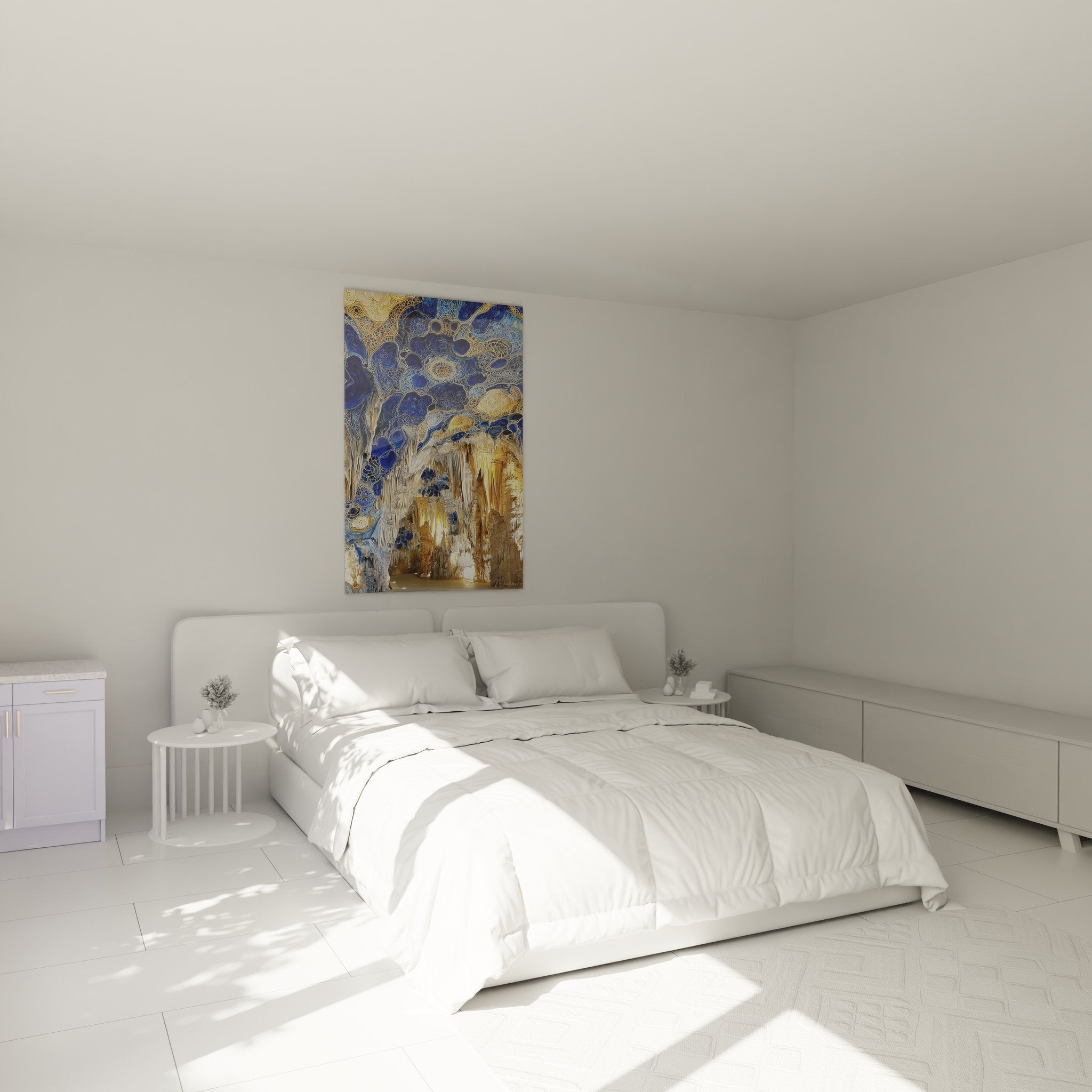 Décoration chambre tableau grotte illuminée voûte céleste ambiance chaleureuse murale