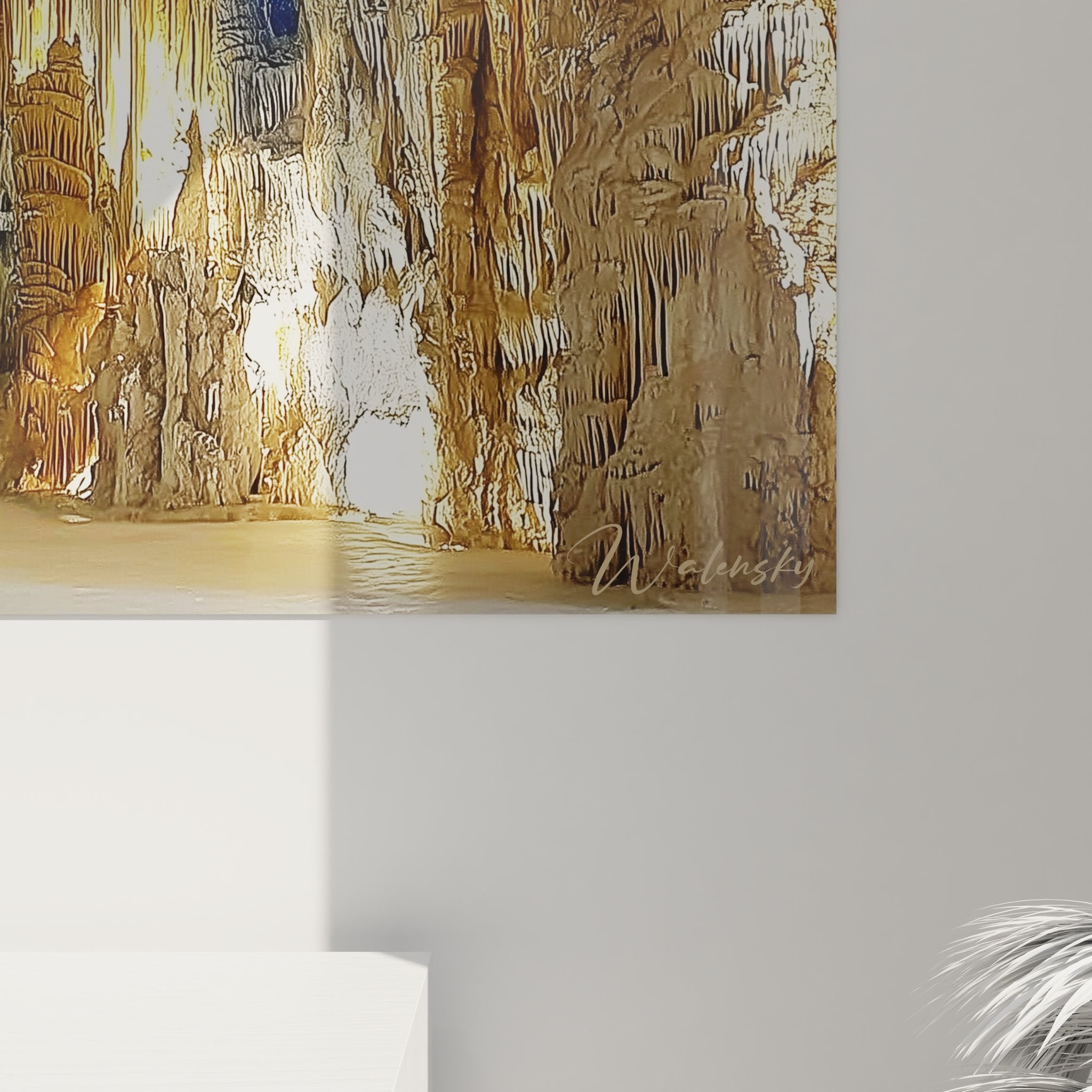 Vue ensemble tableau mural grotte illuminée décoration voûte céleste géologique premium