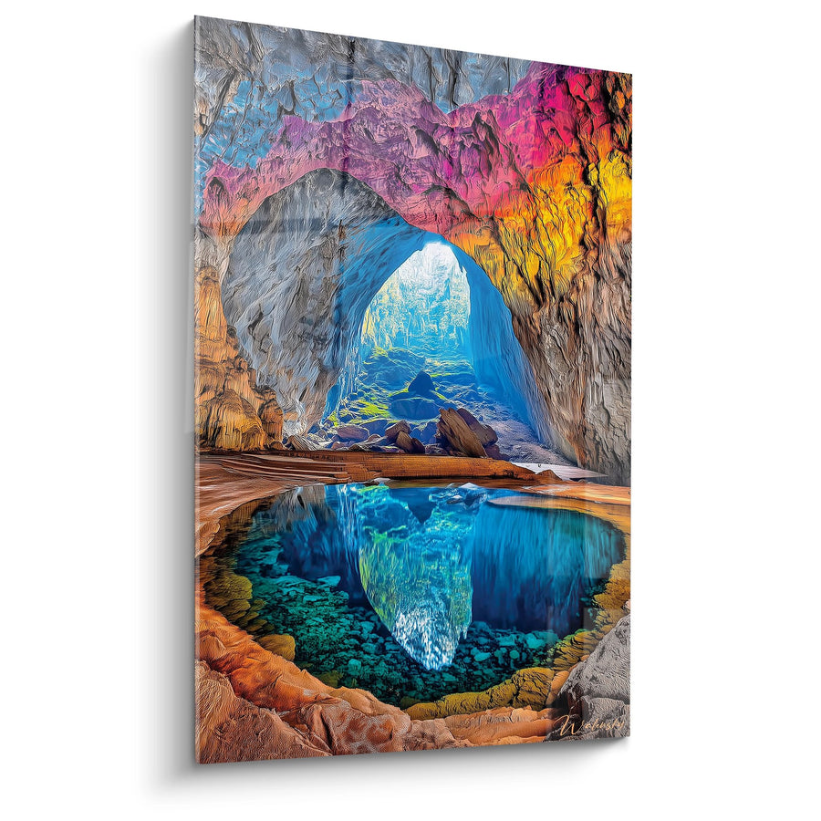 Tableau Grotte Naturelle Colorée - Reflets Mystiques - édition Grottes Naturelles