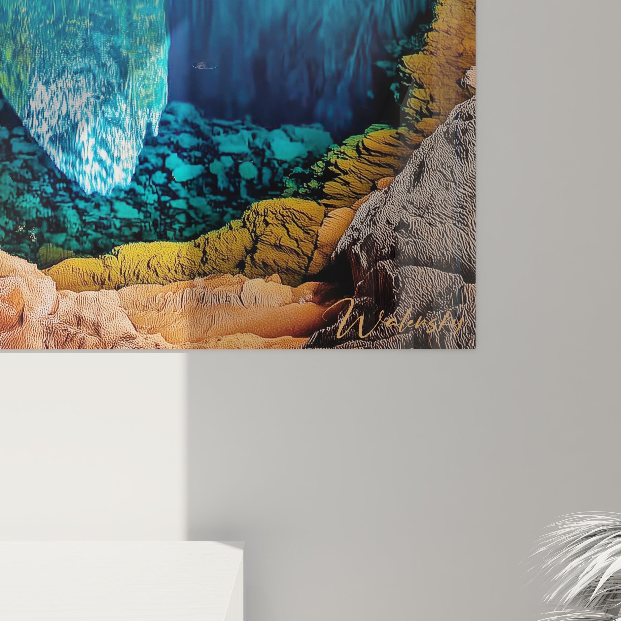 Vue ensemble tableau mural grotte naturelle colorée décoration intérieure moderne