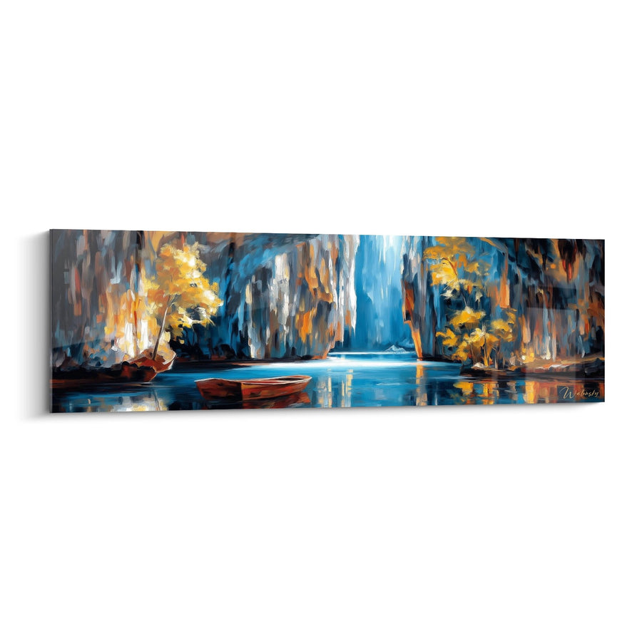 Tableau Grotte Souterraine Bateau - Lumière Mystérieuse - édition Grottes Naturelles