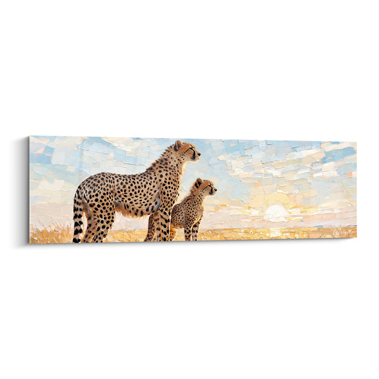 Tableau Guépards dorés au lever du soleil - Veille au petit matin - Edition Guépard