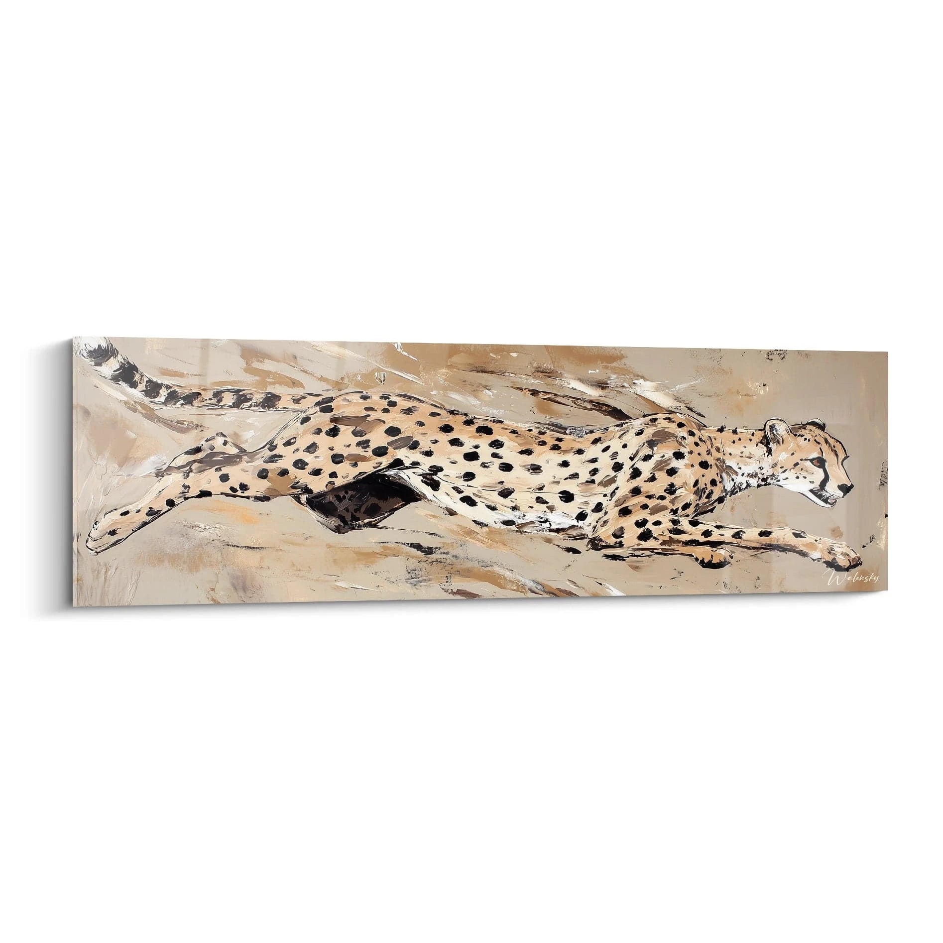 Tableau guépard Walensky en pleine course avec un design moderne et artistique