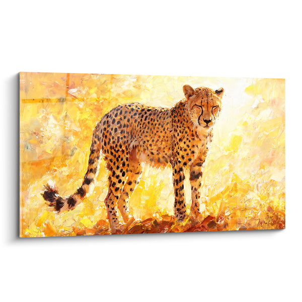 Tableau Guépard fauve et jaune baigné de lumière - Regard vers l'horizon - Edition Guépard