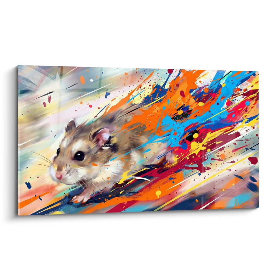 Tableau Hamster dans un Tourbillon de Couleurs Éclatantes - Explosion Artistique - Edition Hamster
