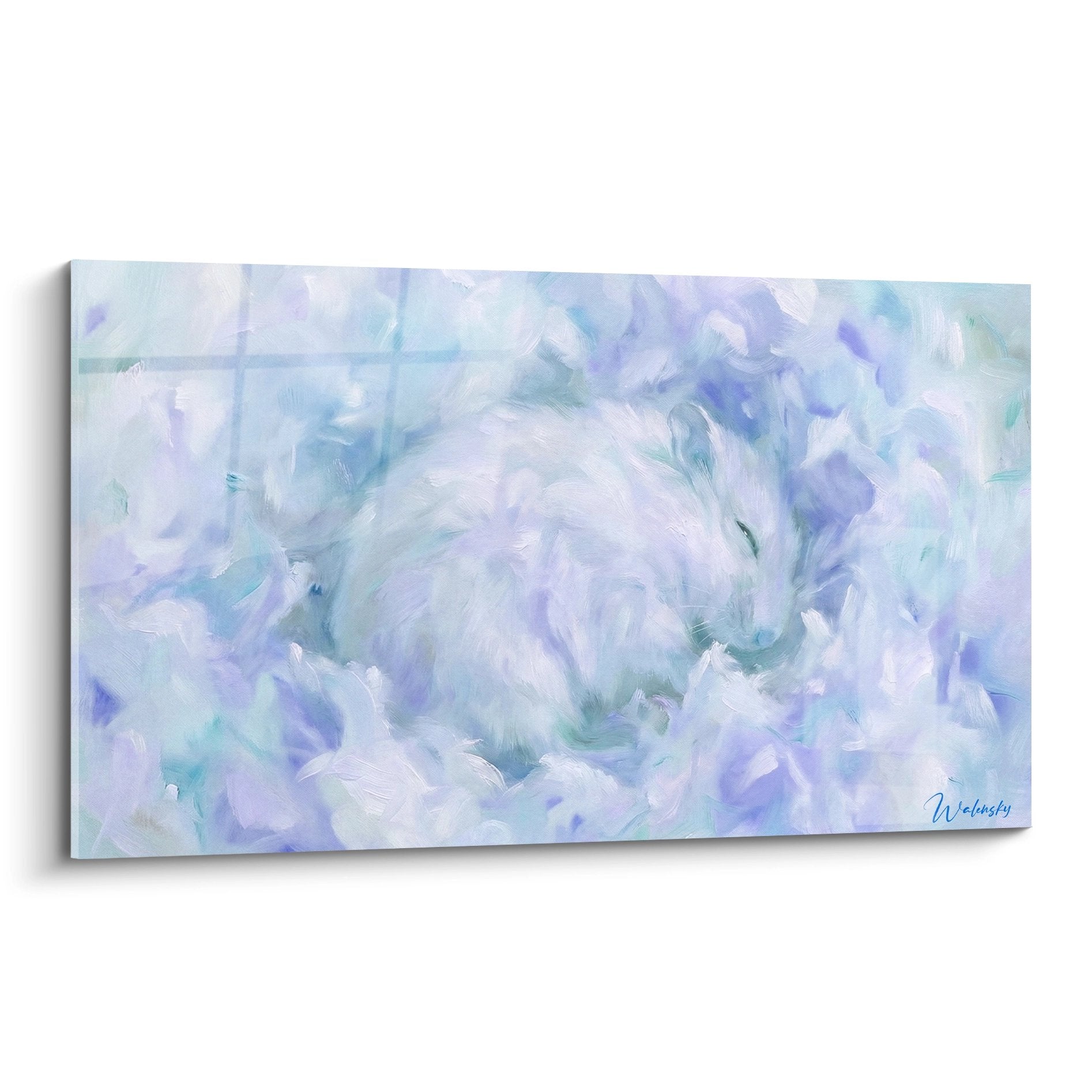 Kunstdruck Hamster Pastelltöne Blau Violett Impressionistische Technik Wanddekoration