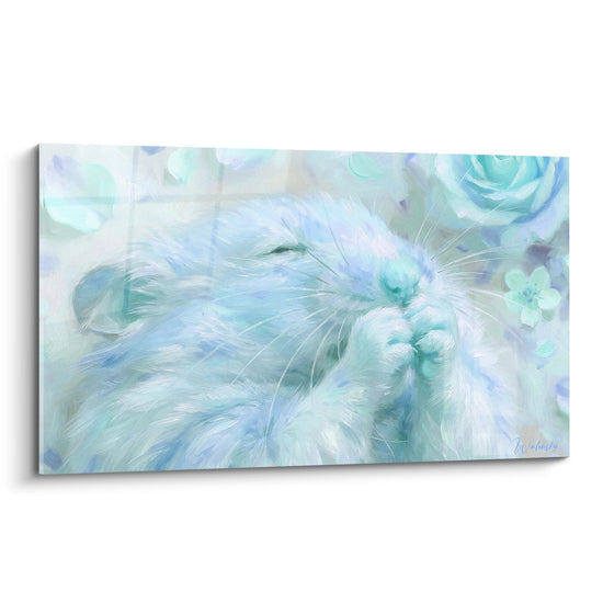 Schilderij Hamster in Pastelblauw en Turkoois Tinten - Aquatische Dromen - Hamster Editie