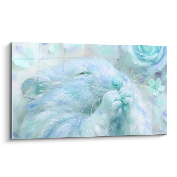 Schilderij Hamster in Pastelblauw en Turkoois Tinten - Aquatische Dromen - Hamster Editie