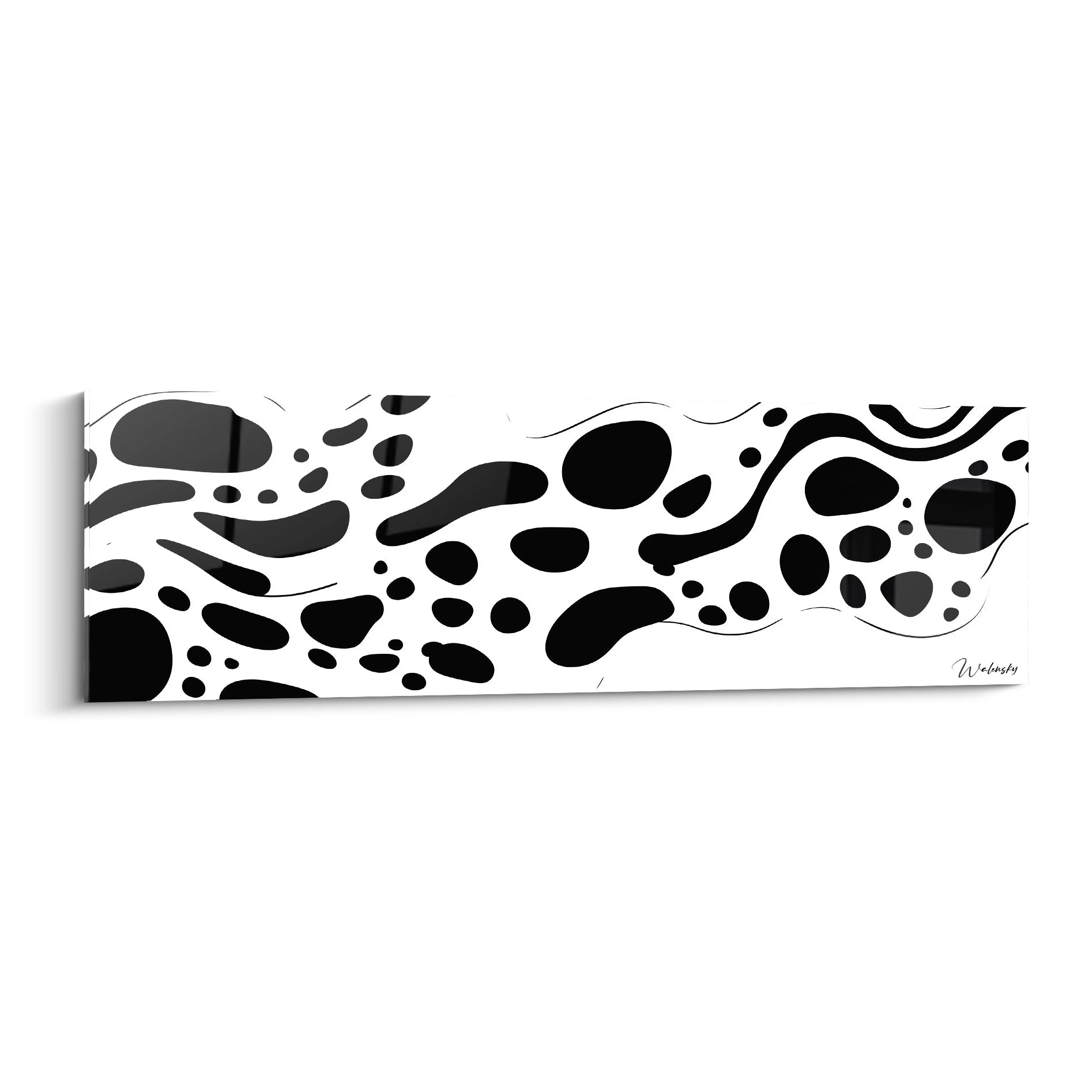 Tableau tacheté noir et blanc de Walensky, design moderne et abstrait, parfait pour une décoration intérieure
