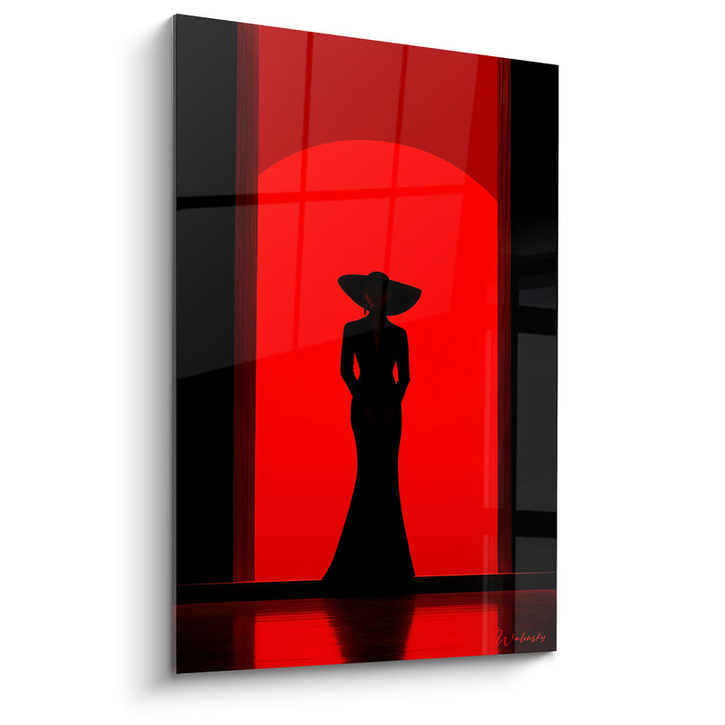 Tableau Silhouette élégante en robe noire fourreau - Élégance dans l'ombre - Edition Haute couture