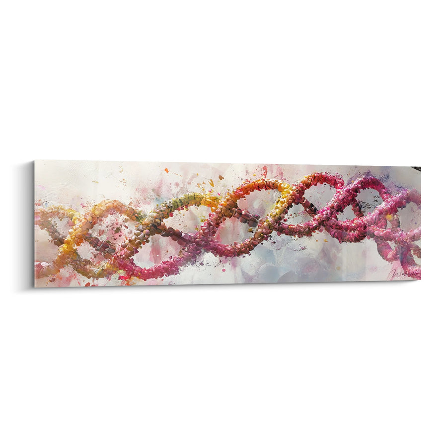 Obraz helisy DNA akwarela - Spirala Życia w Kolorach - edycja dna