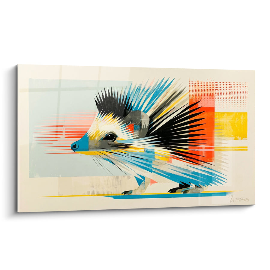 Tableau Hérisson bleu et orange piquants graphiques - Élan fulgurant - Edition Hérisson