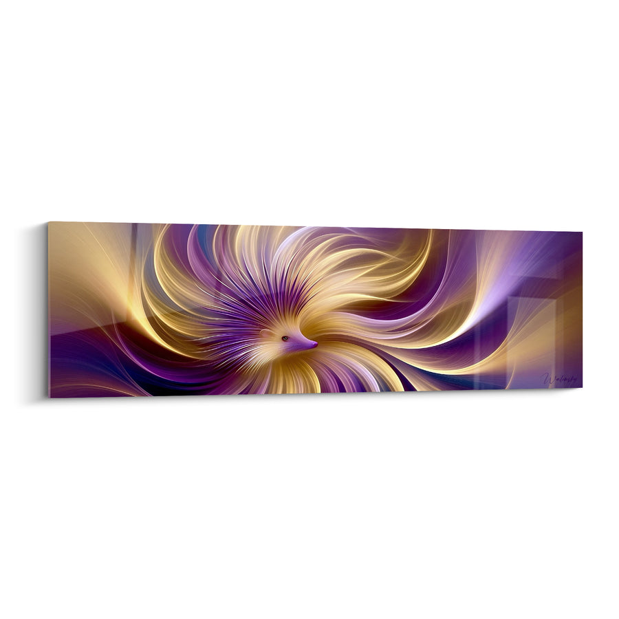 Tableau Hérisson violet et doré aux mèches vibrantes - Spirale enveloppante - Edition Hérisson