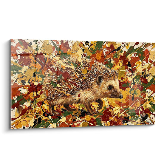 Quadro Riccio nei Colori d'Autunno in un Turbine di Foglie Dorate - Splendore Autunnale - Edizione Riccio