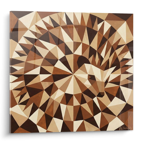 Quadro Istrice Sfaccettato Origami Toni Caldi - Arte Poligonale Boscosa - Edizione Istrice