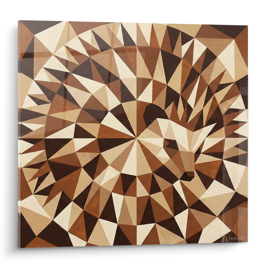 Tableau Hérisson Facetté Origami Tons Chauds - Art Polygonal Boisé - Edition Hérisson