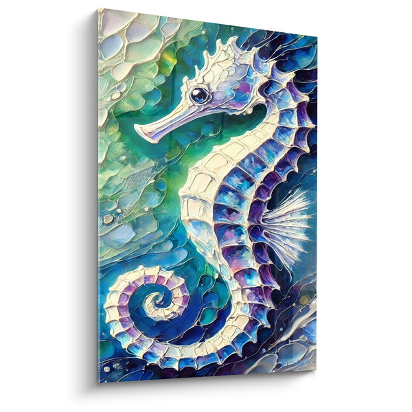 Tableau Hippocampe bleu et violet en spirale - Danse abyssale - Edition Hippocampe
