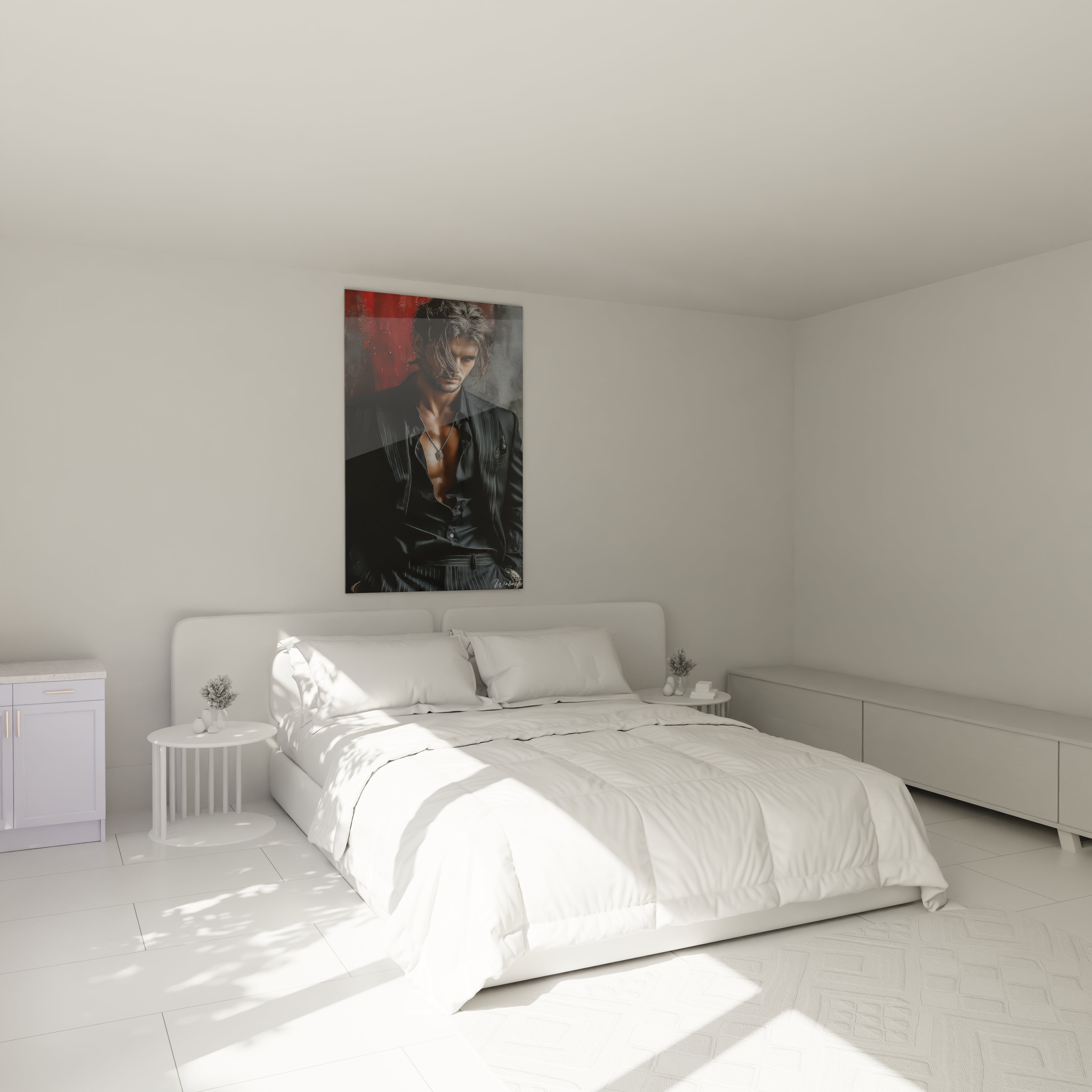 Tableau homme charismatique de Walensky, ajoutant une touche élégante à une chambre moderne