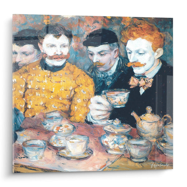Schilderij mannen koffie gedeelde gezelligheid - postimpressionistische editie