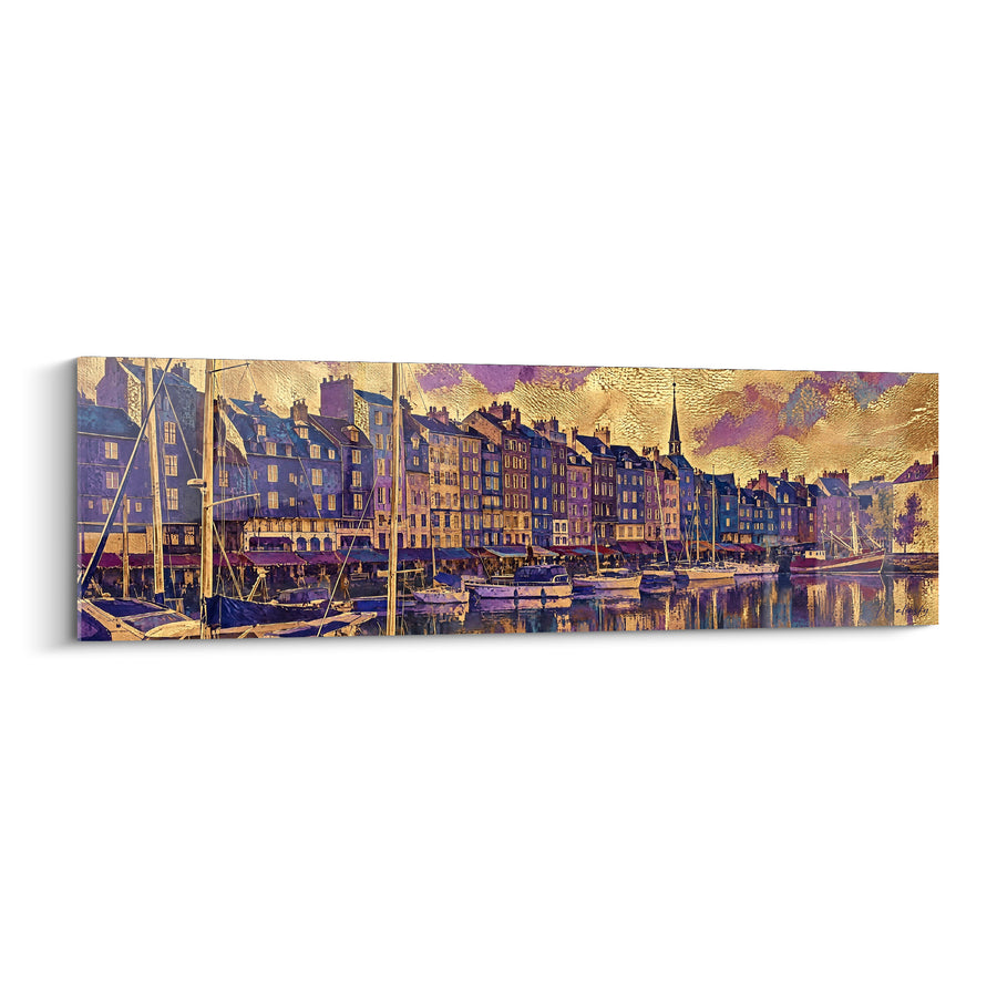Tableau Port doré aux voiliers violets - Lueur du soir - Edition Honfleur Normandie France