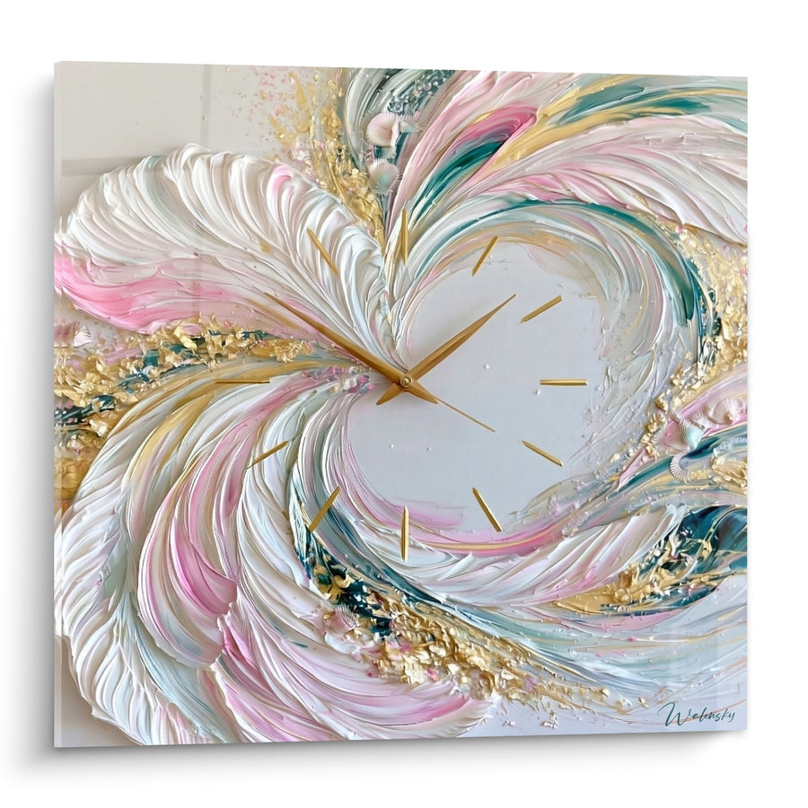 Tableau Spirale rose et doré en relief - Vertige délicat - Edition Horloge