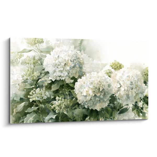 Tableau Ombelles blanches et vertes aux boutons naissants - Buisson estompé lumineux - Edition Hortensia
