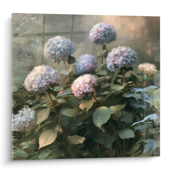 Tableau Hortensias bleu et rose pastel - Douceur matinale - Edition Hortensia