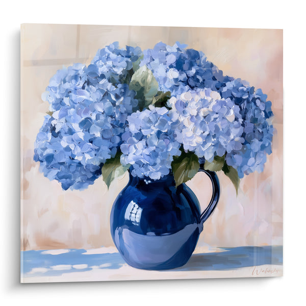 Tableau Cruche bleu marine et beige aux reflets brillants - Anse de porcelaine - Edition Hortensia