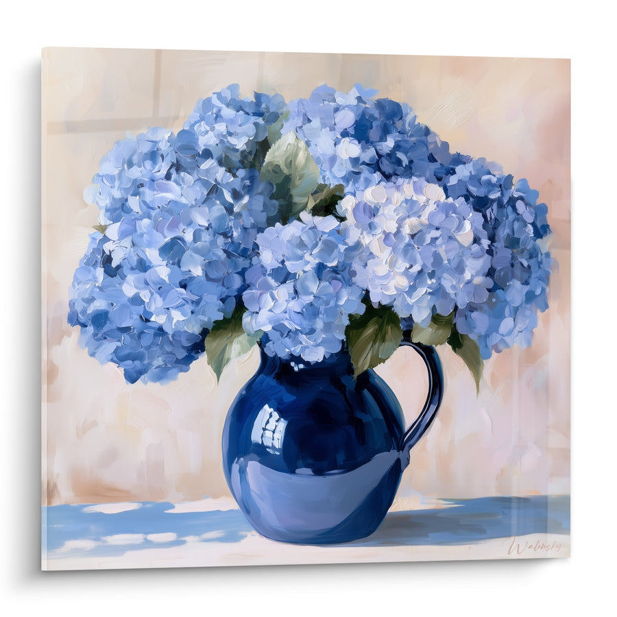 Tableau Cruche bleu marine et beige aux reflets brillants - Anse de porcelaine - Edition Hortensia