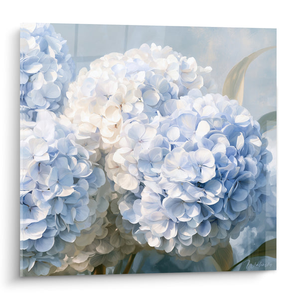 Tableau Hortensias bleu poudré et blanc laiteux - Brise printanière - Edition Hortensia