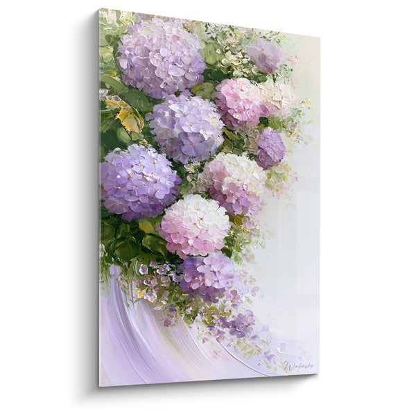 Tableau Ombelles mauves et blanches en cascade fleurie - Coulée de pétales - Edition Hortensia