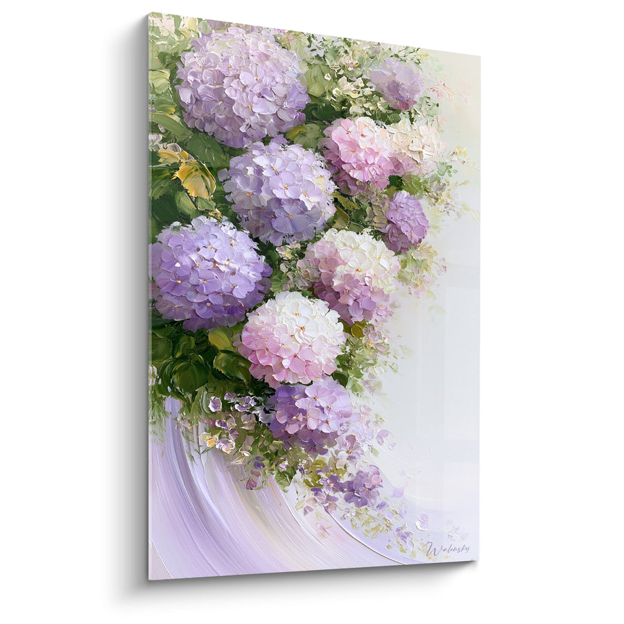 Tableau Ombelles mauves et blanches en cascade fleurie - Coulée de pétales - Edition Hortensia