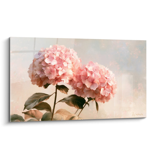 Tableau Ombelles roses et beige aux feuilles sombres - Double floraison délicate - Edition Hortensia